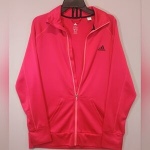 Adidas Women’s Large Full Zip Track Jacket Pink Climalite Athletic